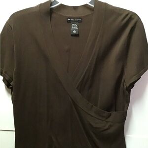 Brown wrap style wrap top